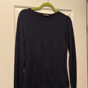 Loro Piana Navy and Orange Trim Sweater